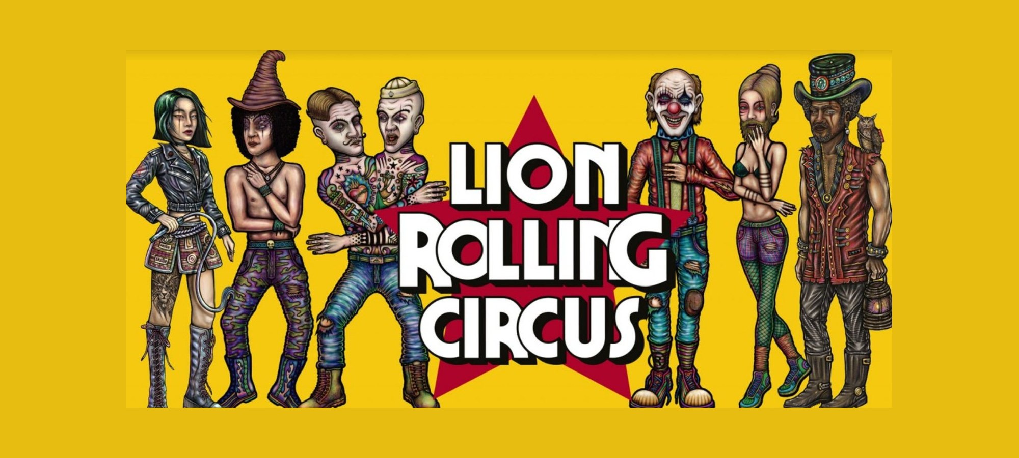 Lion Rolling Circus Freaky Family characters banner
