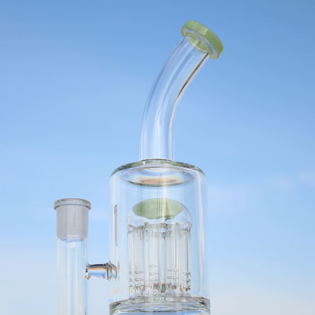 10.6’ Glass Straight Water Pipe with Curved Neck and Dual Arm Percolators