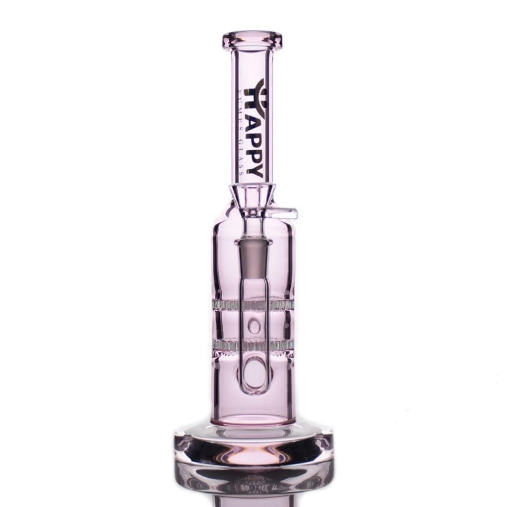 Fumes Glass Pink Straight Shooter With Yappy Branding And Double Honeycomb Perc