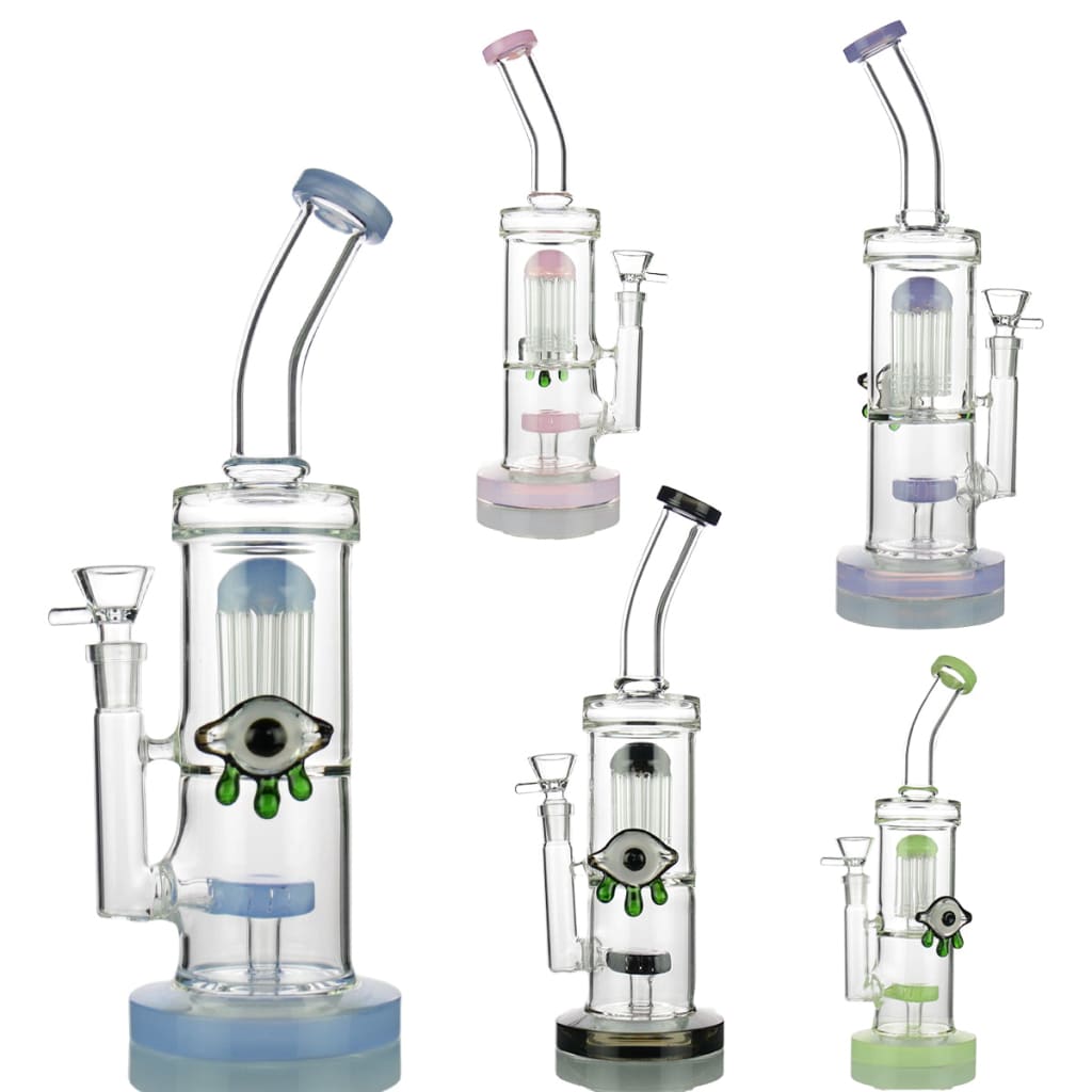 Slime double chamber water pipe with 14mm male bowl and eye design