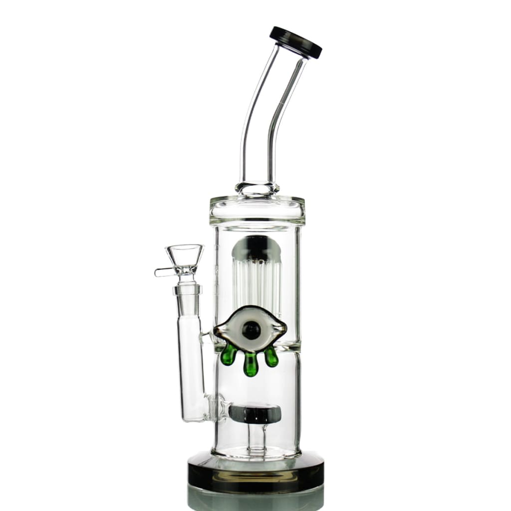 Slime double chamber water pipe with 14mm male bowl, clear glass bong