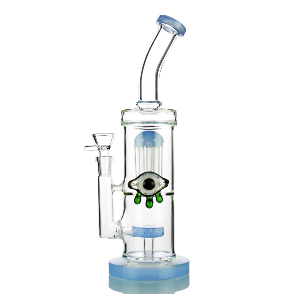 Slime double chamber water pipe with 14mm male bowl and eye design
