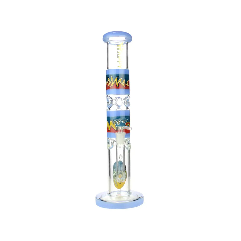 Colorful Wig Wag Art Straight Shooter glass water pipe with percolator and decorative bands