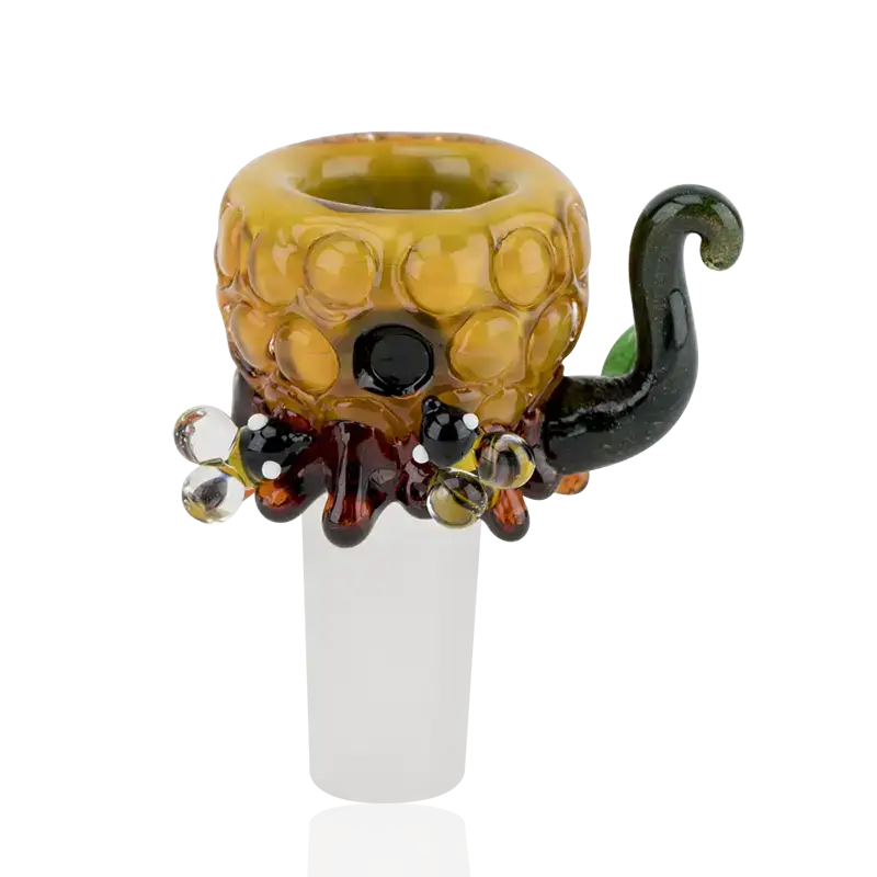 14mm beehive design borosilicate glass pineapple bowl with amber accents