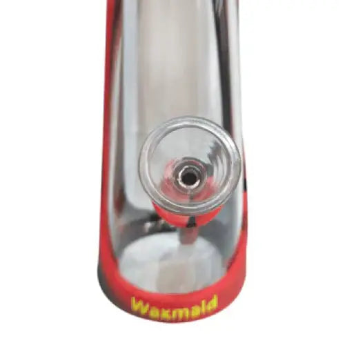 Funnel glass bowl for 14mm male joint with a glass and red-trimmed water pipe design
