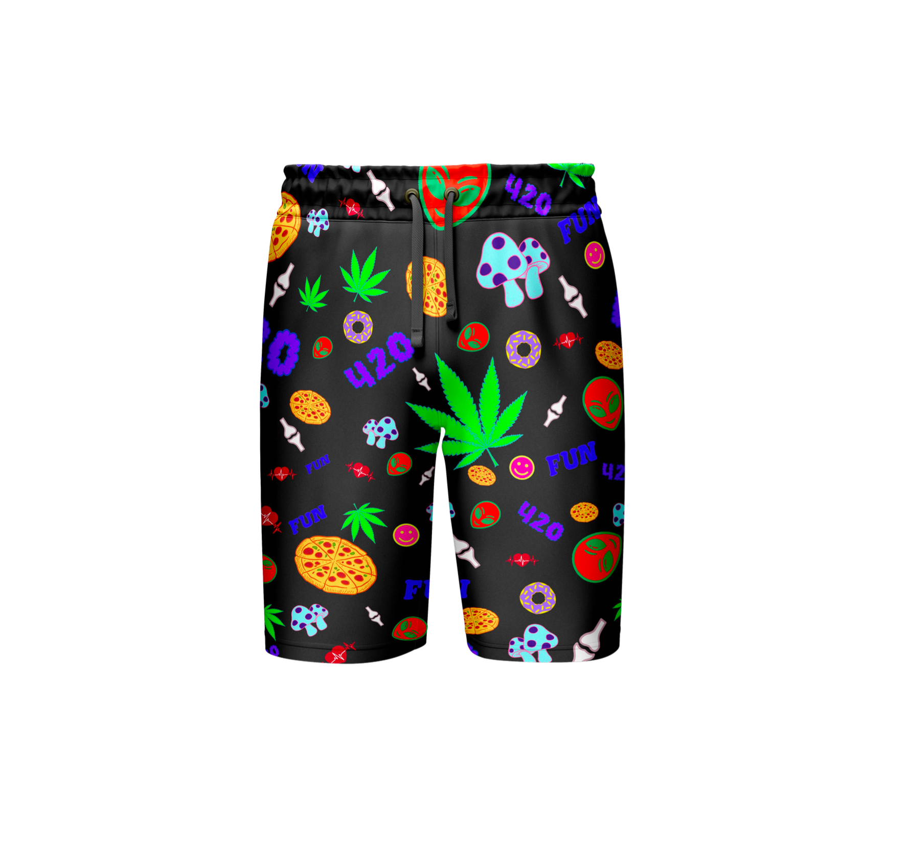 Mushroom Donut Leaf Print Comfort Shorts Set
