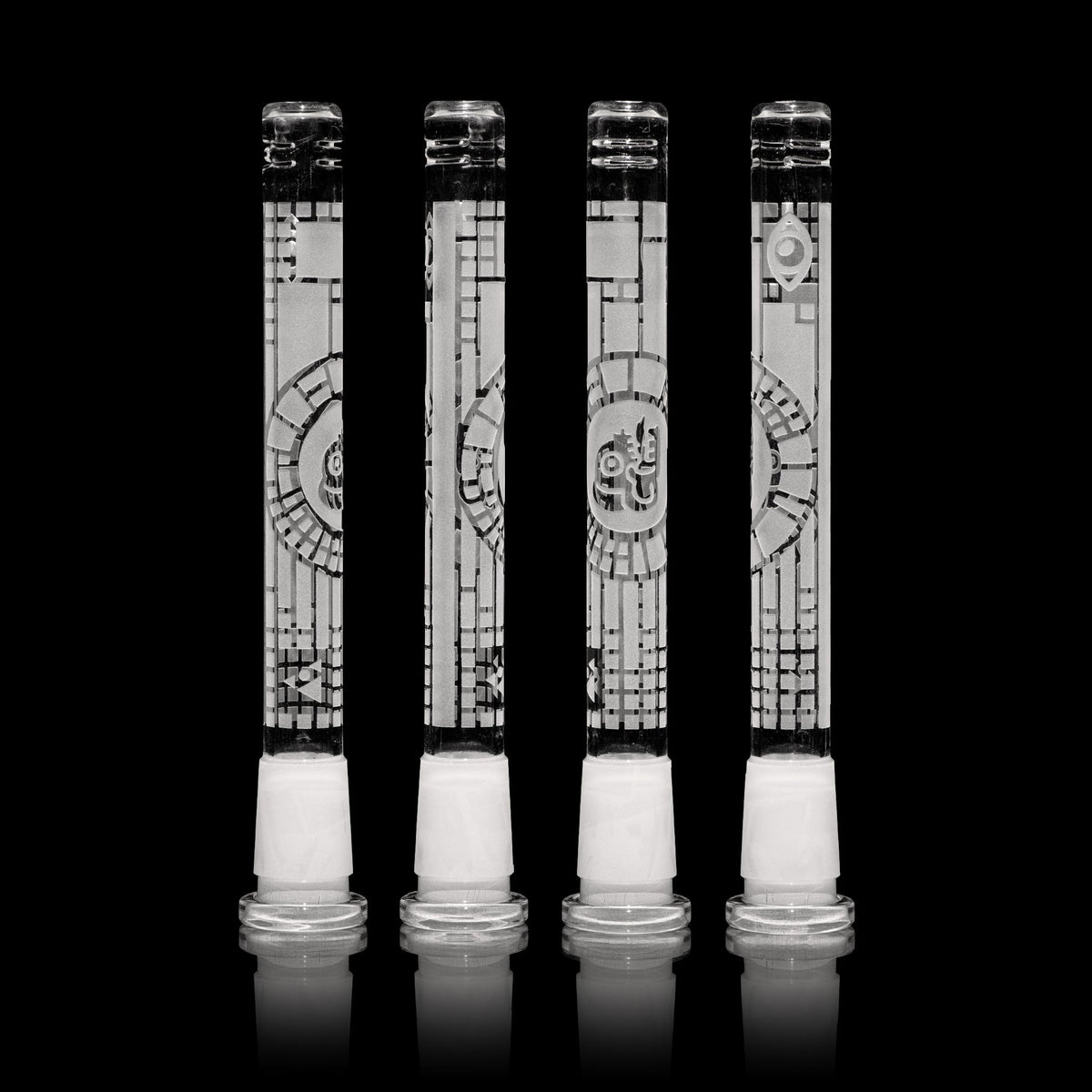 Intricate Maya Skull 6" Glass Stem