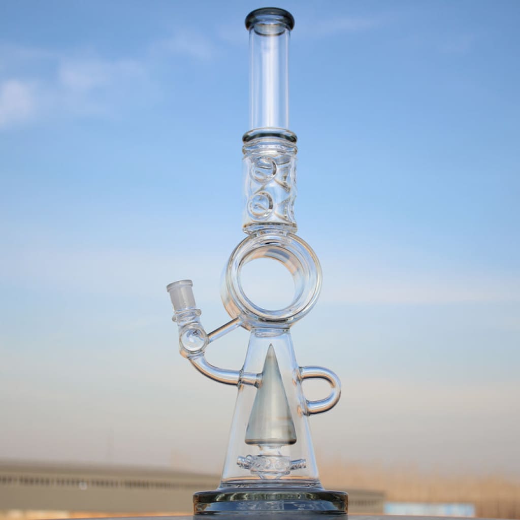 Clear glass water pipe with donut percolator for smooth hits in Sprinkler Percolator design
