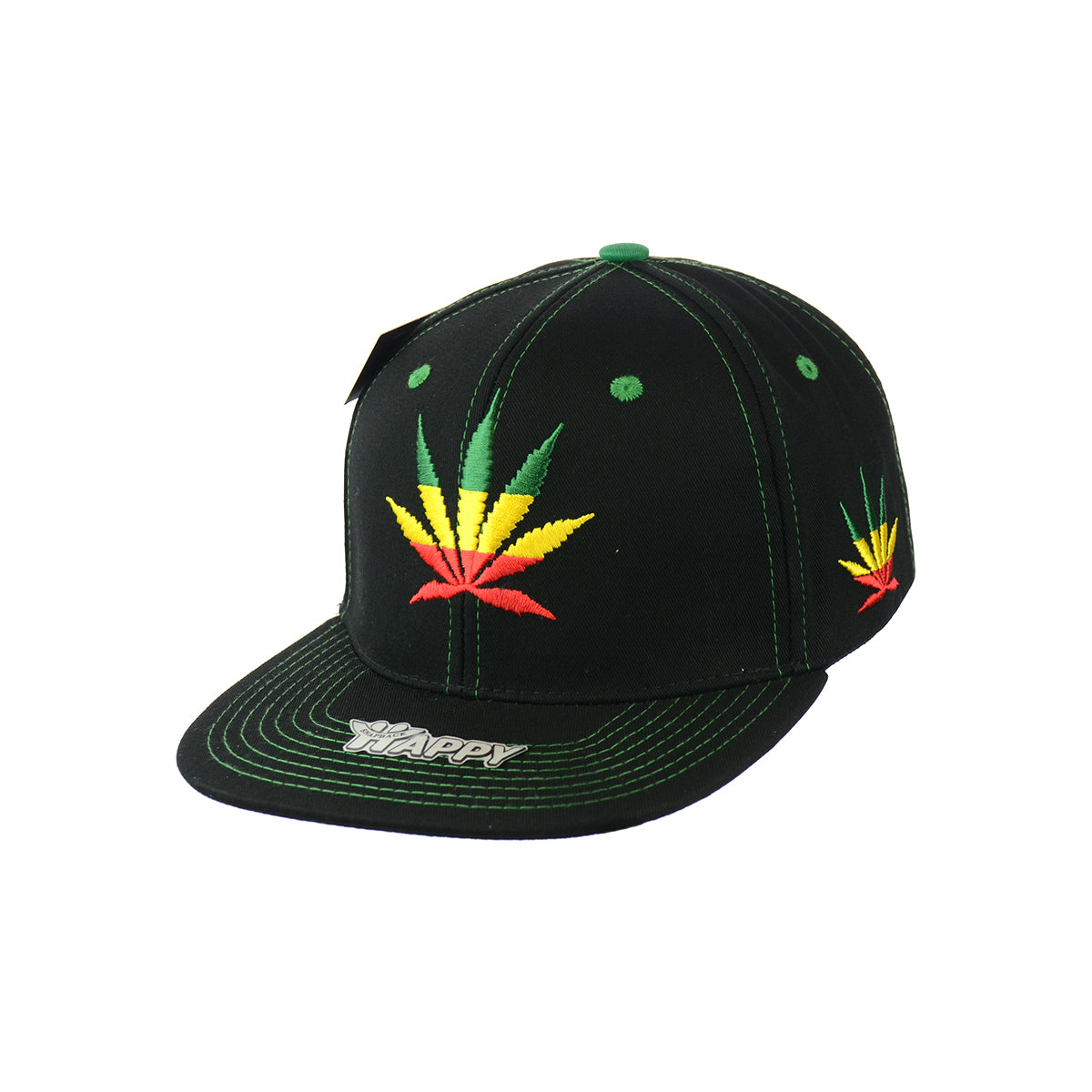 Good Vibes Rasta Leaf Embroidered Snapback Hat