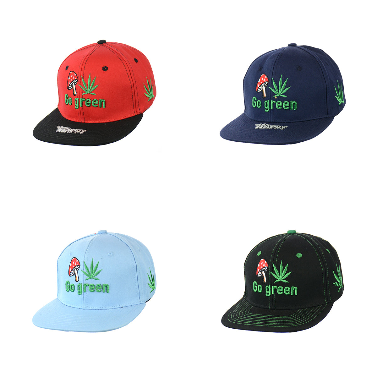 Forest Fungi Embroidered Cotton Snapback Cap