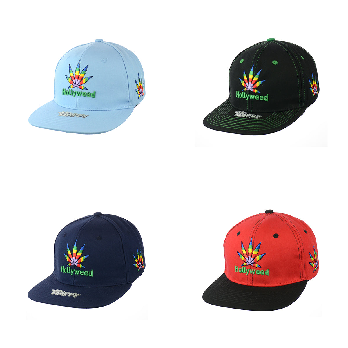 Embroidered Leaf Design Cotton Snapback Hat