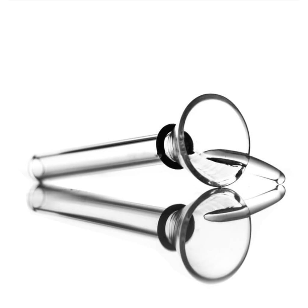 Clear glass ear gauge with high-quality 3in long grommet pull downstem for piercing