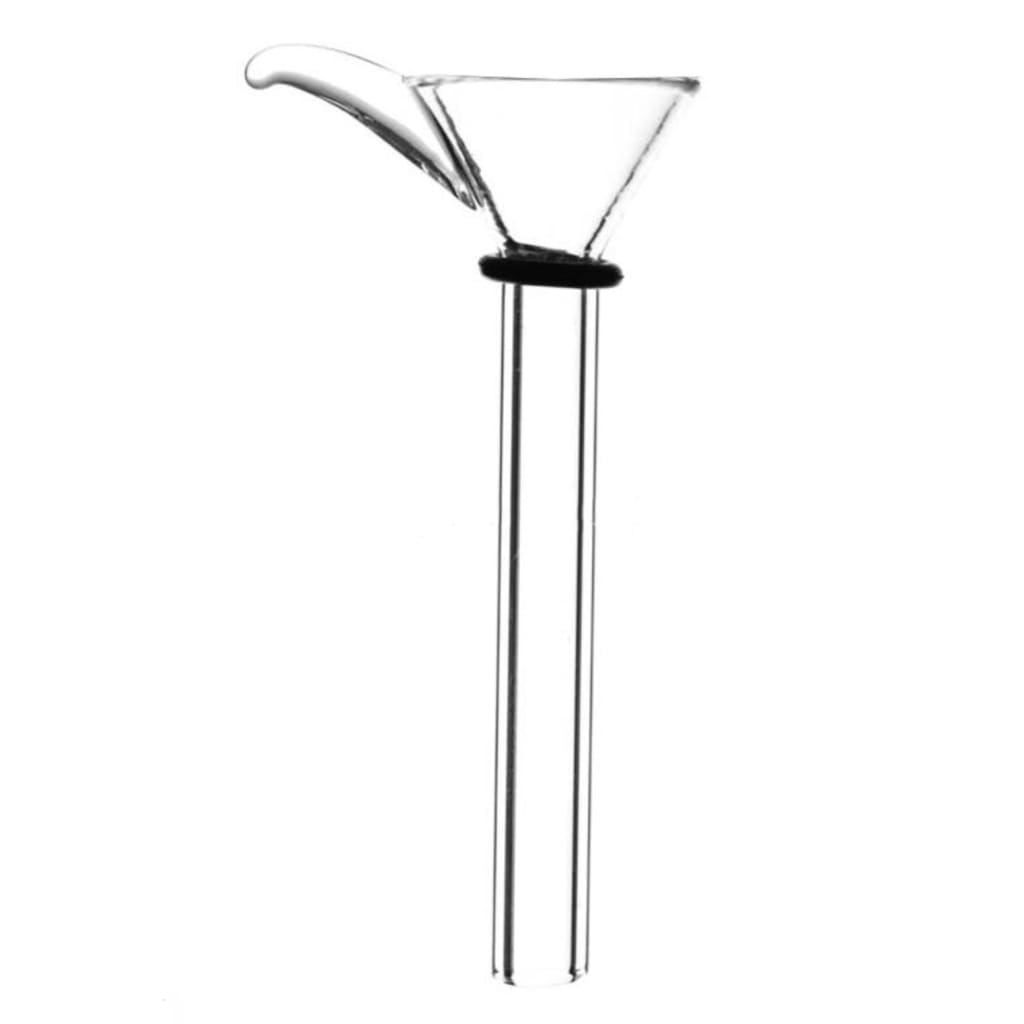 Clear glass smoking bowl with high-quality 3in long grommet pull downstem for optimal use