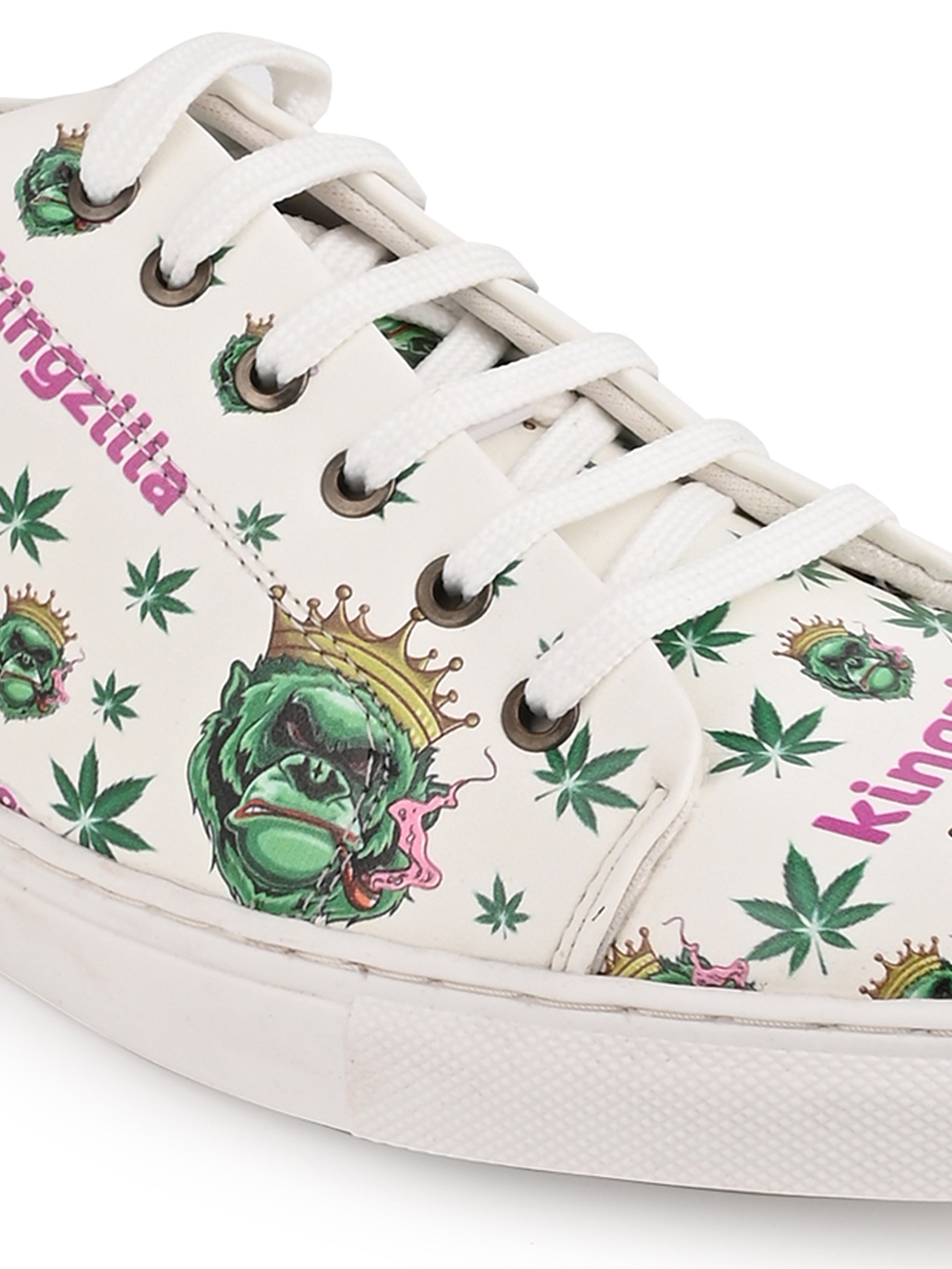 Kingzilla Botanical Pattern Vegan Leather Sneakers