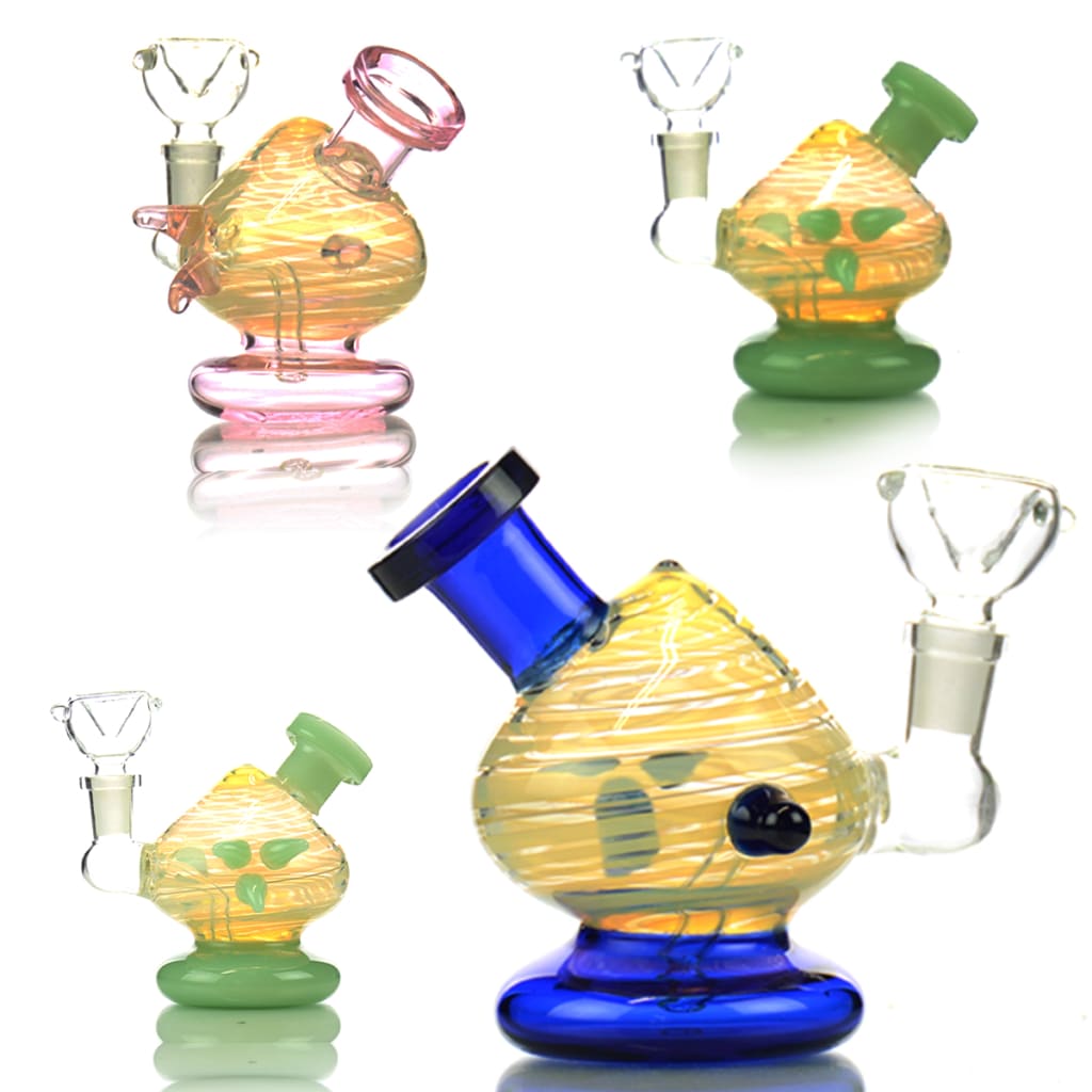 Vibrant silver fume glass water pipe with 14mm male bowl, 5 inch
