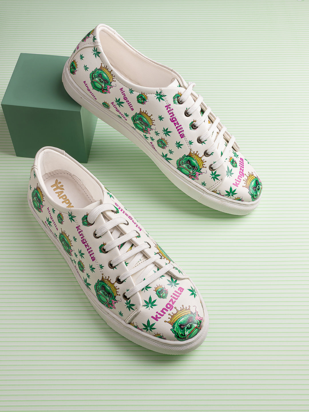 Kingzilla Botanical Pattern Vegan Leather Sneakers