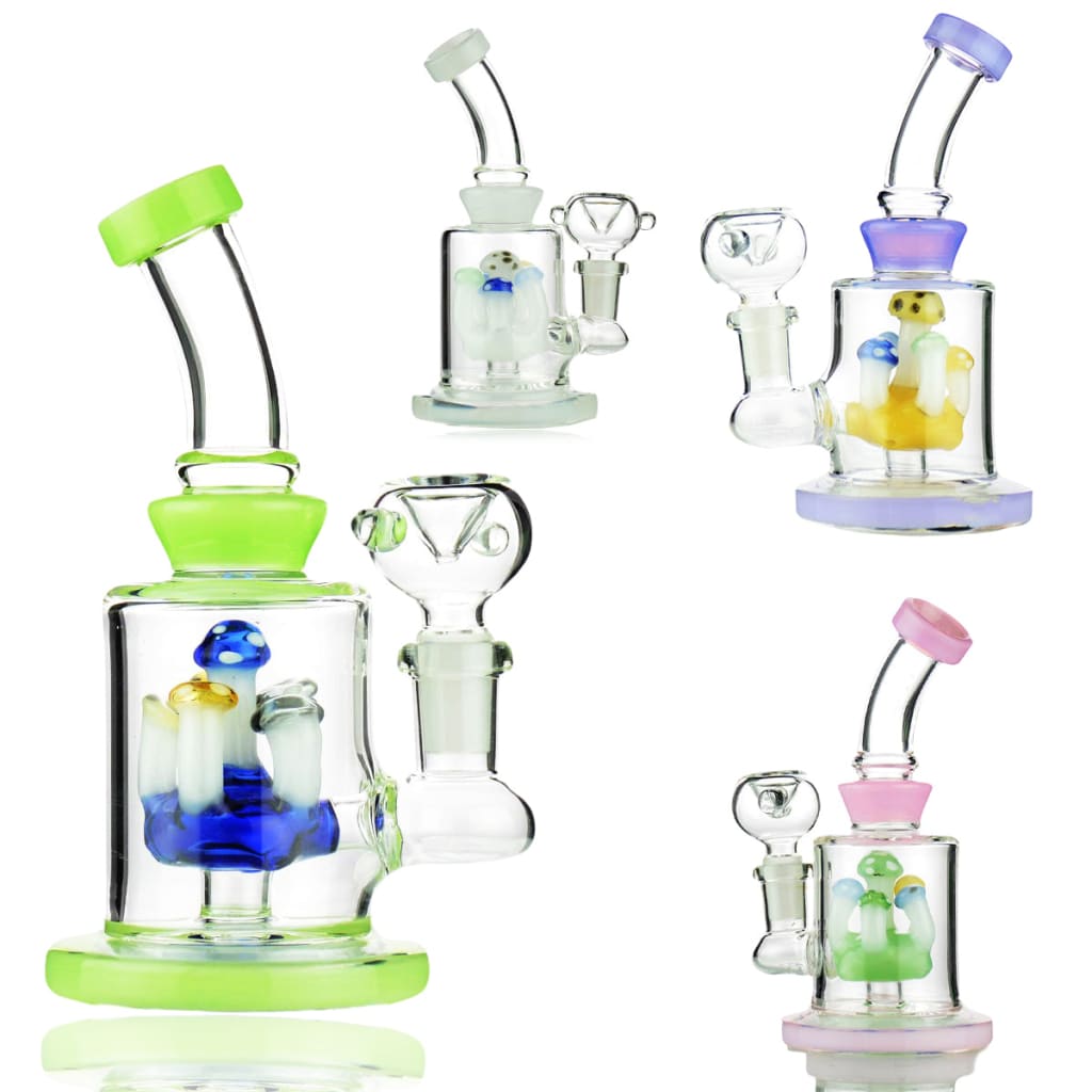 Slime Color Water Pipe With Mushroom Shower And Colorful Glass Percolators