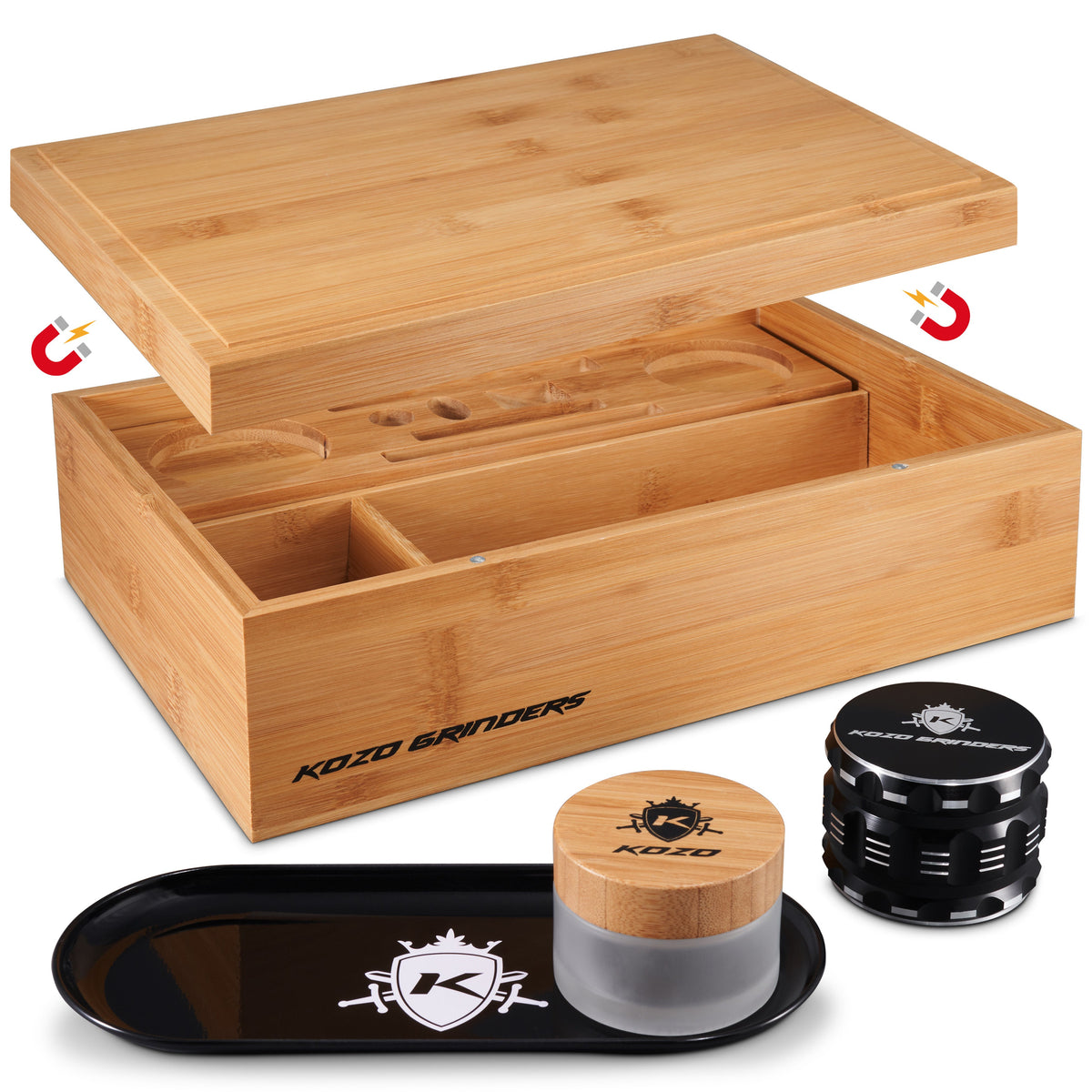 Kozo XL Wooden Stash Box Set with Magnetic Top