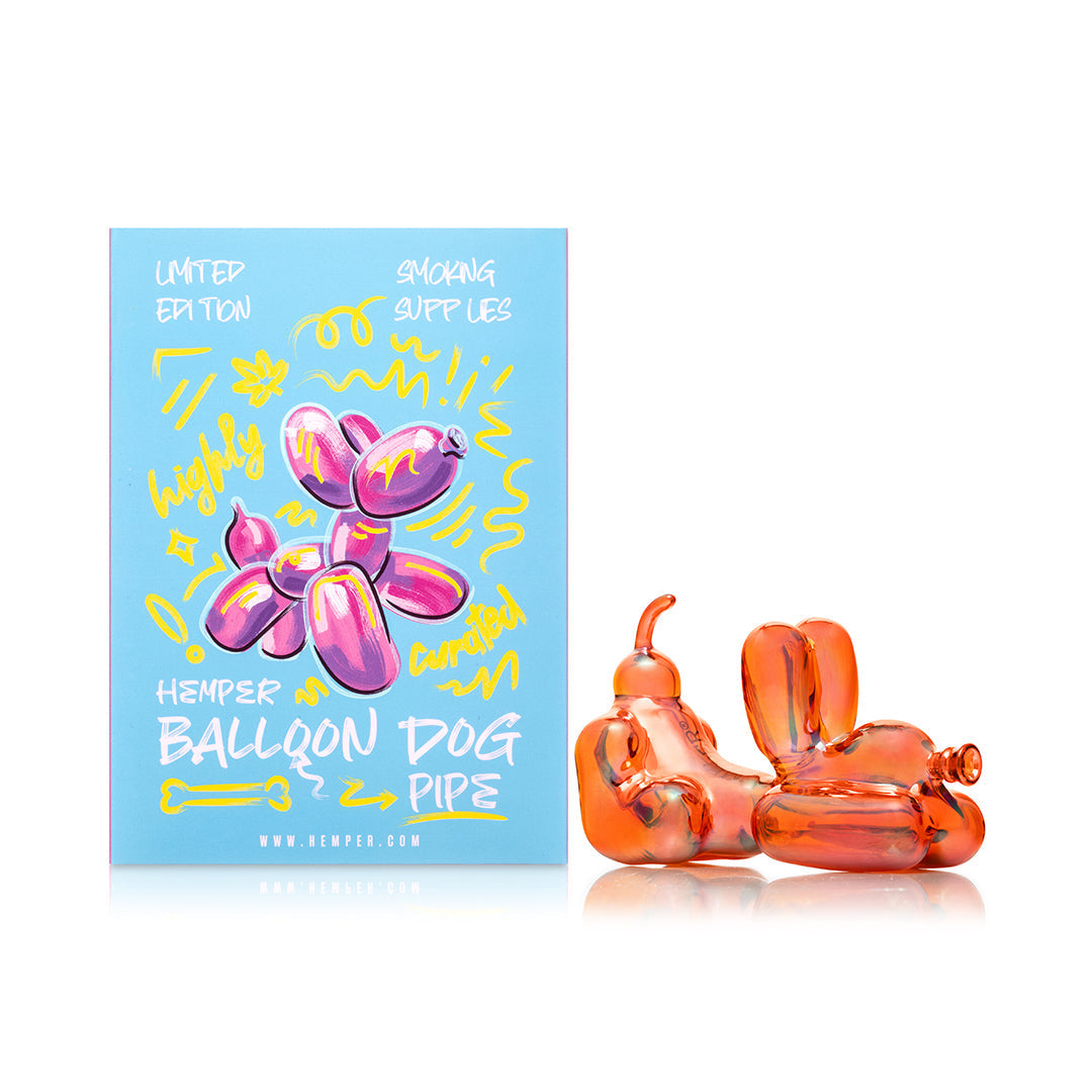Iridescent Orange Balloon Dog Hand Pipe
