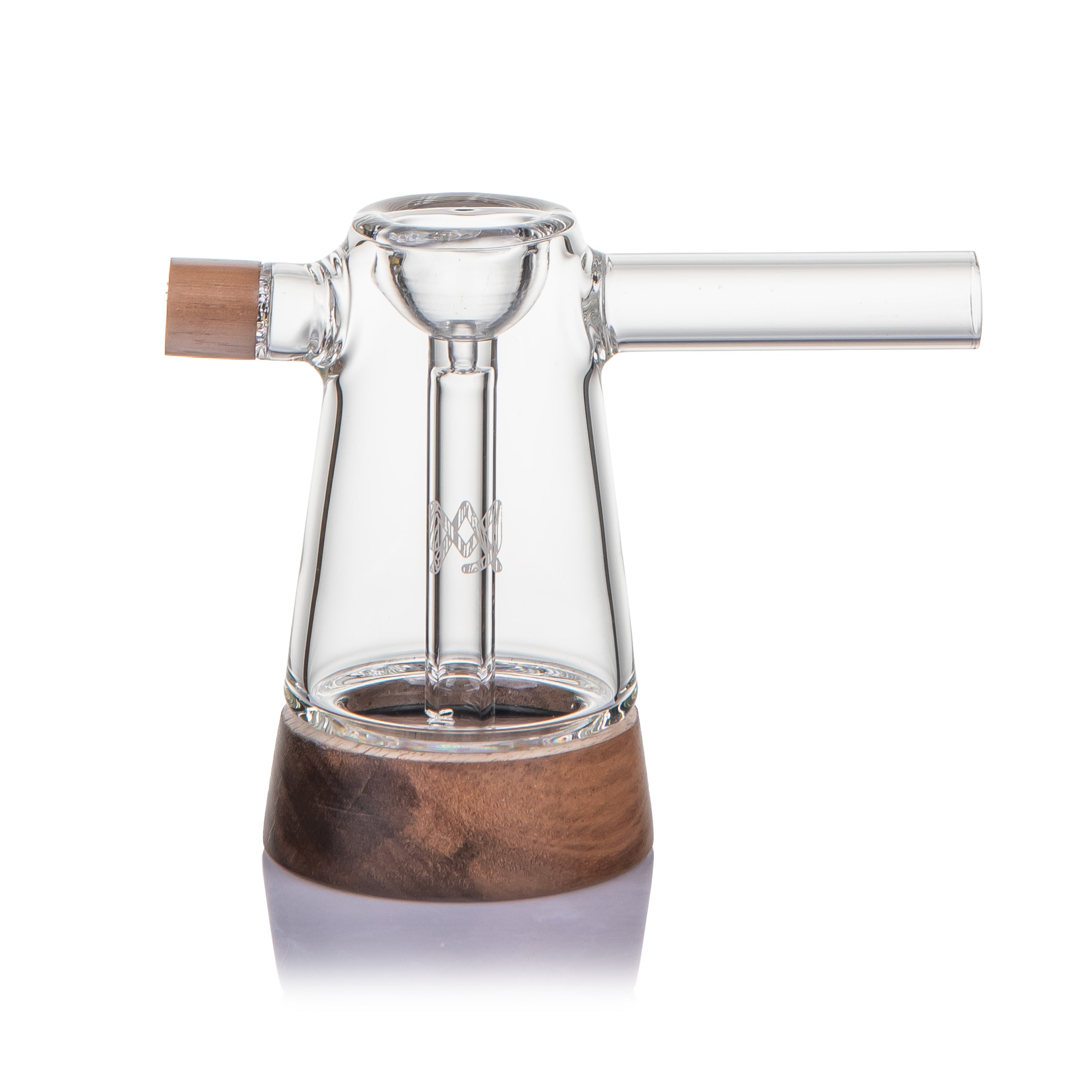 MJ Arsenal Mesa Glass Bubbler with Walnut Accents