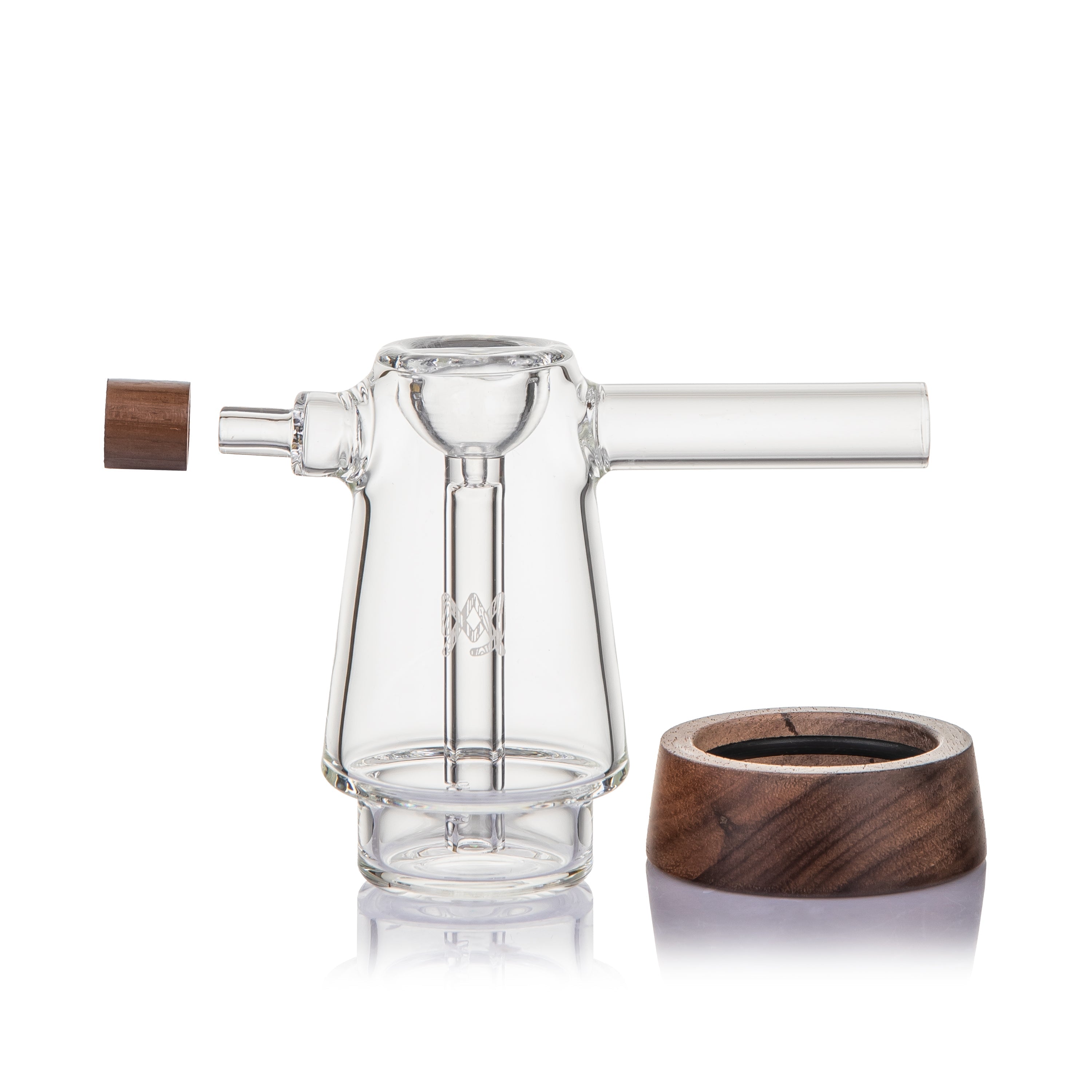MJ Arsenal Mesa Glass Bubbler with Walnut Accents