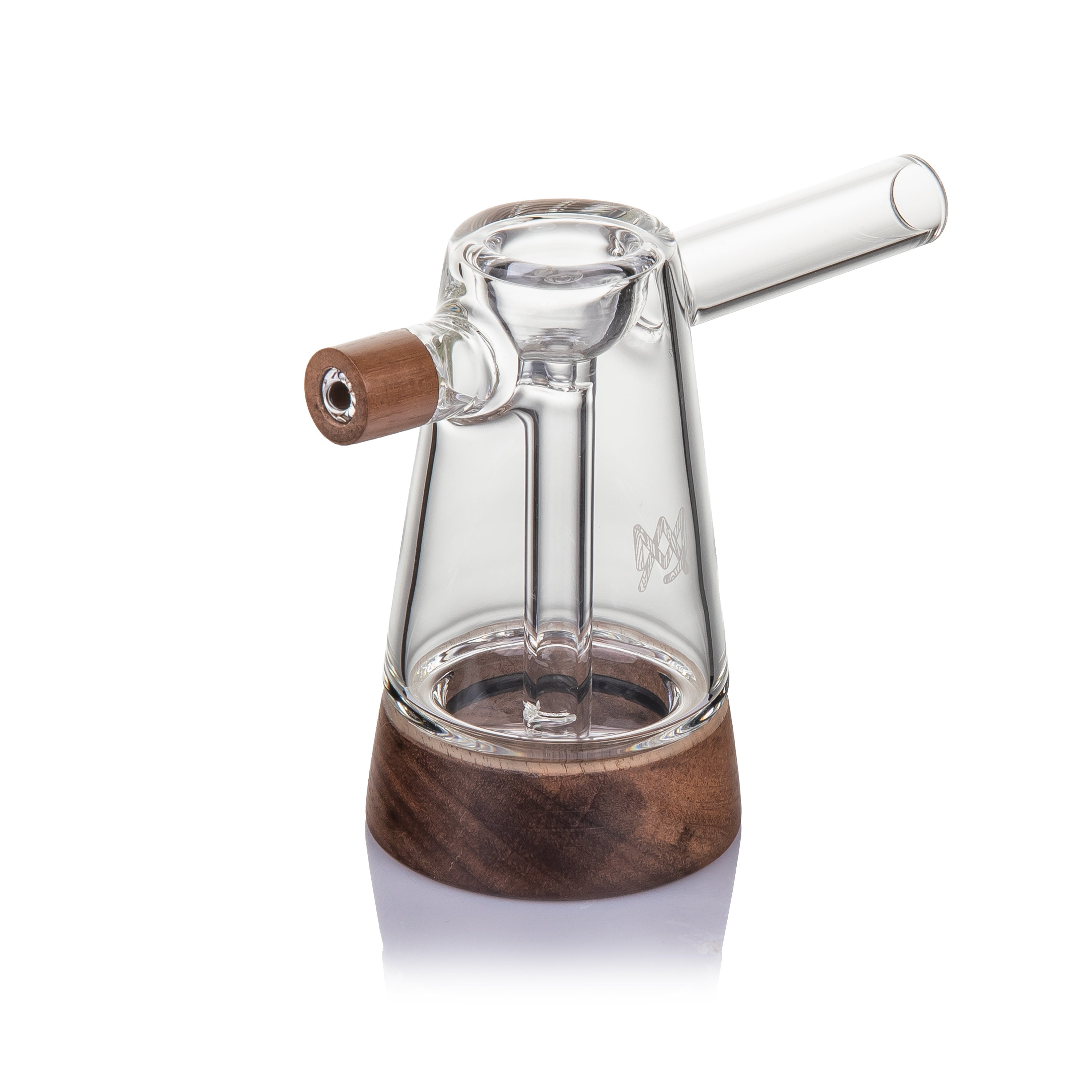 MJ Arsenal Mesa Glass Bubbler with Walnut Accents