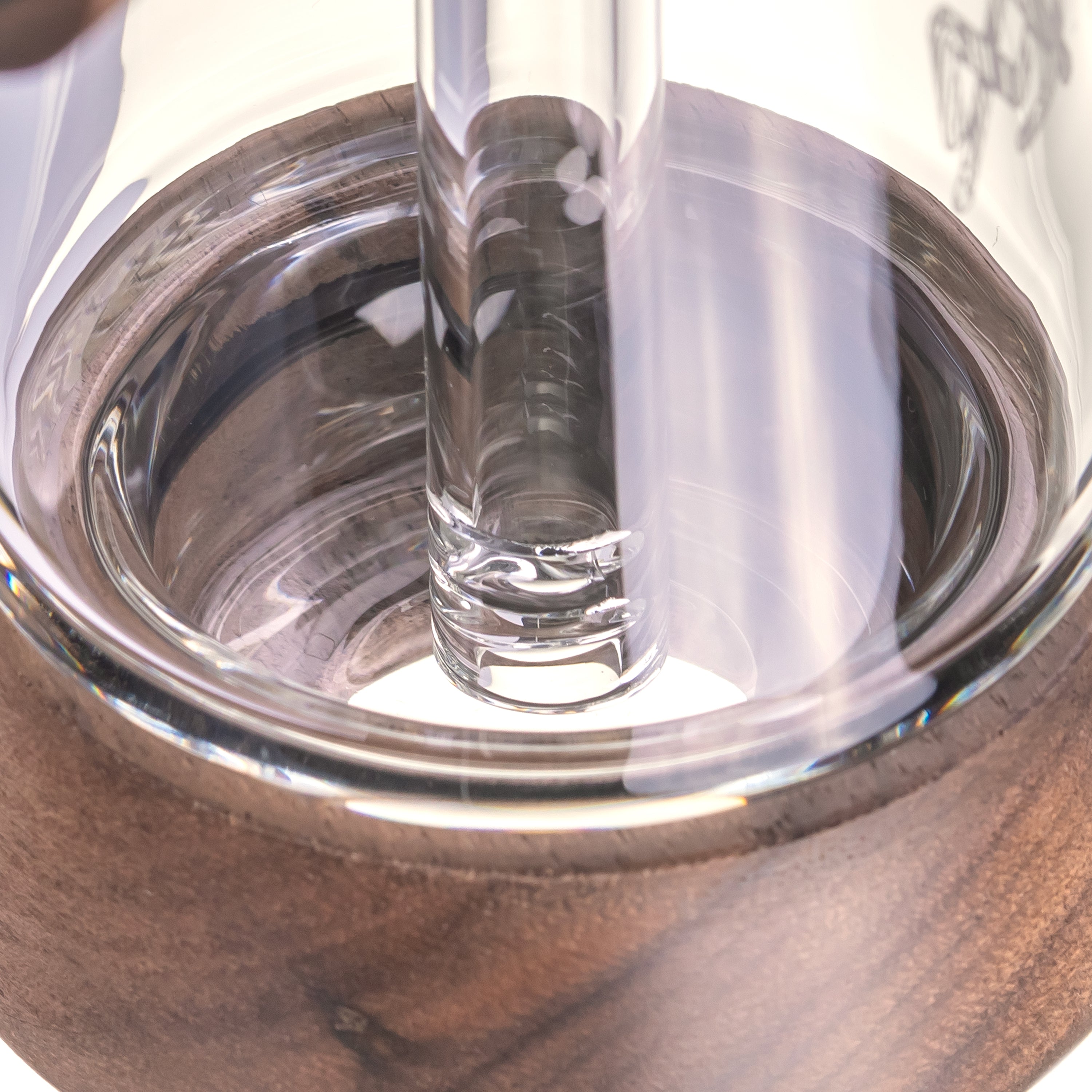 MJ Arsenal Mesa Glass Bubbler with Walnut Accents