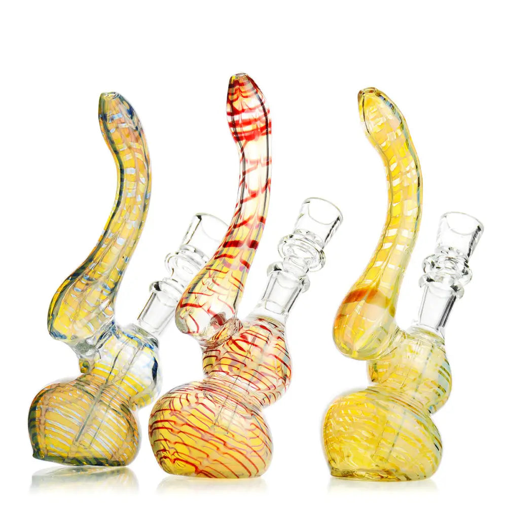 Colorful glass zig zag bubbler with 14mm male bowl for smooth hits and hemp wraps