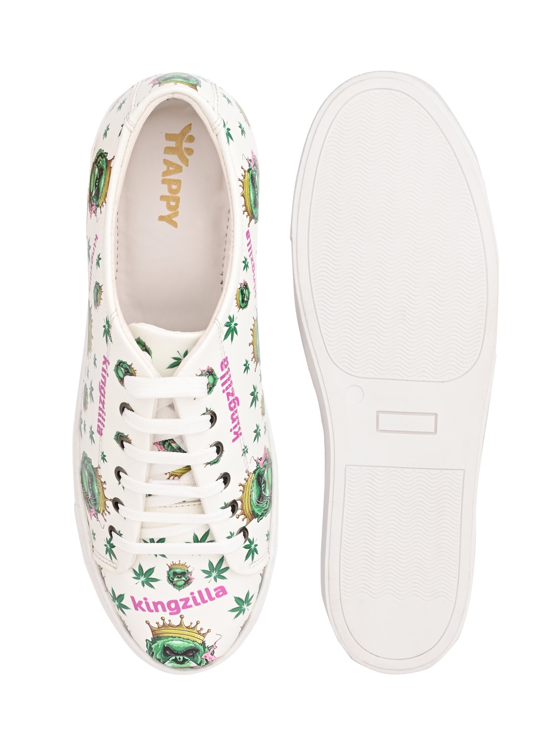 Kingzilla Botanical Pattern Vegan Leather Sneakers