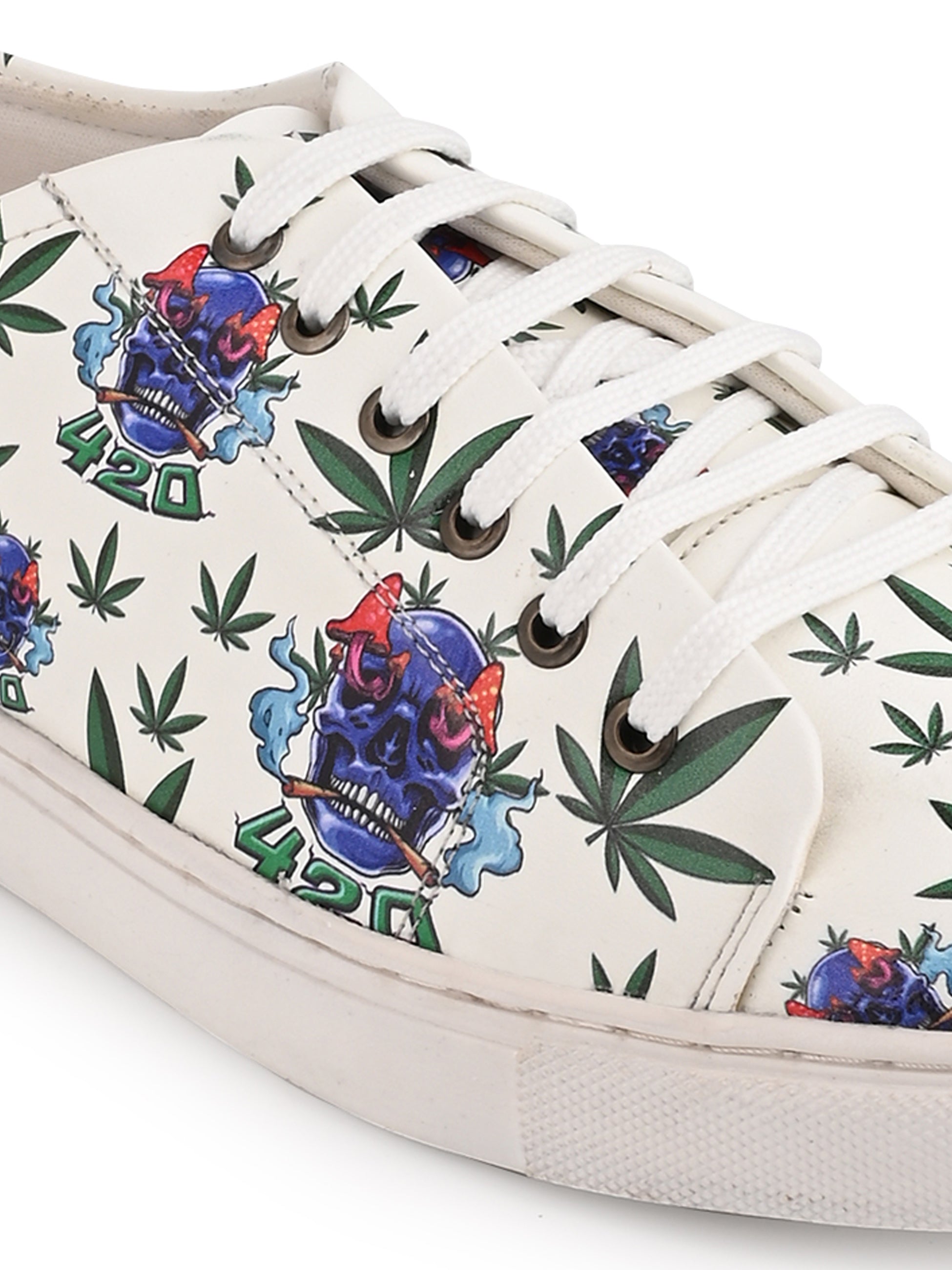 Snow White Skull Vegan Leather Shoes