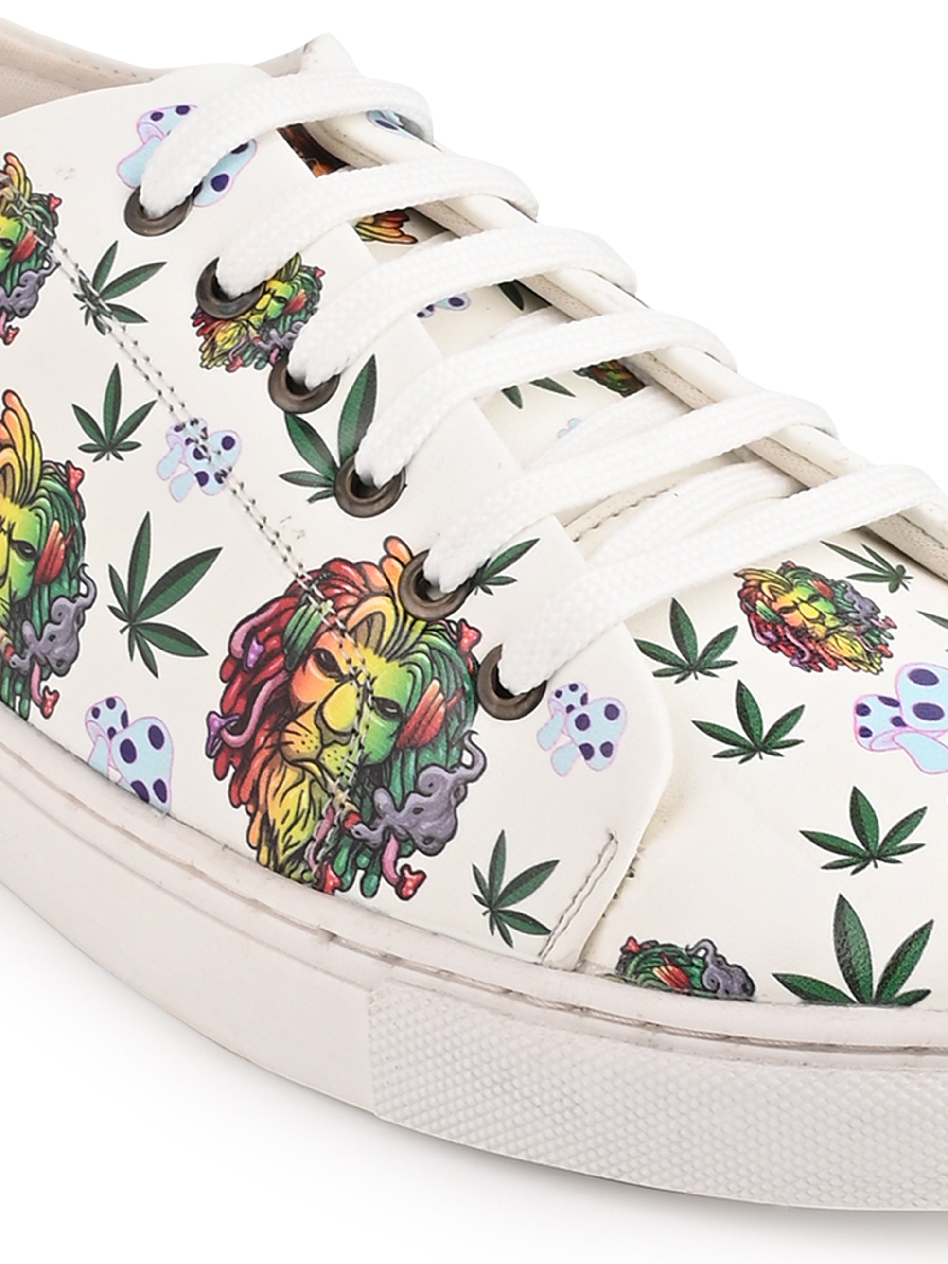 Iconic Lion Motif Vegan Leather Sneakers