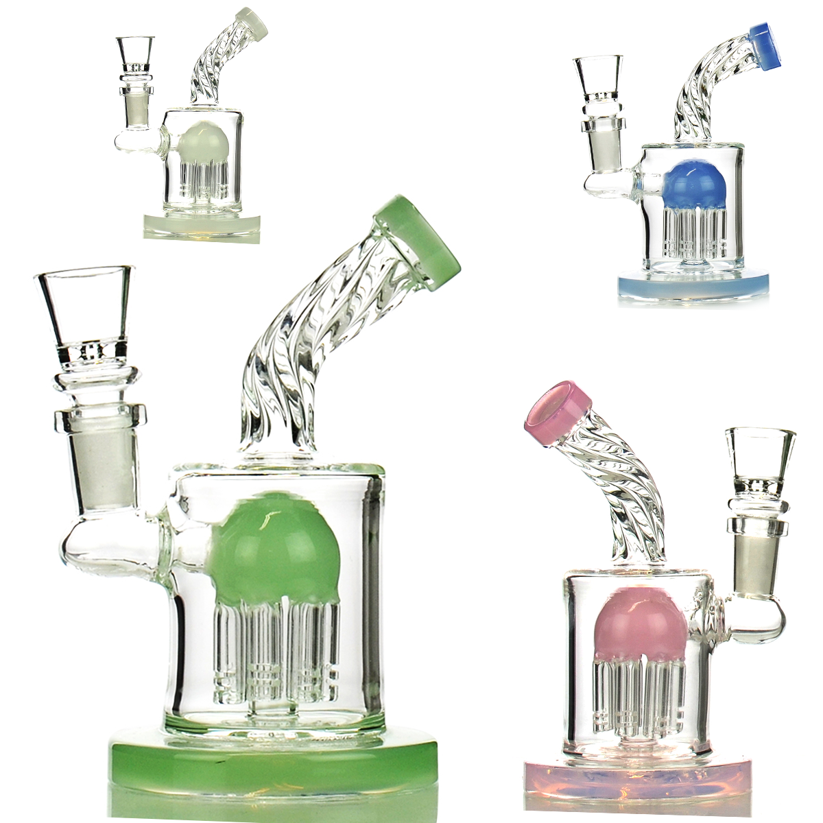 Compact Twisted Neck Water Pipe with Percolator