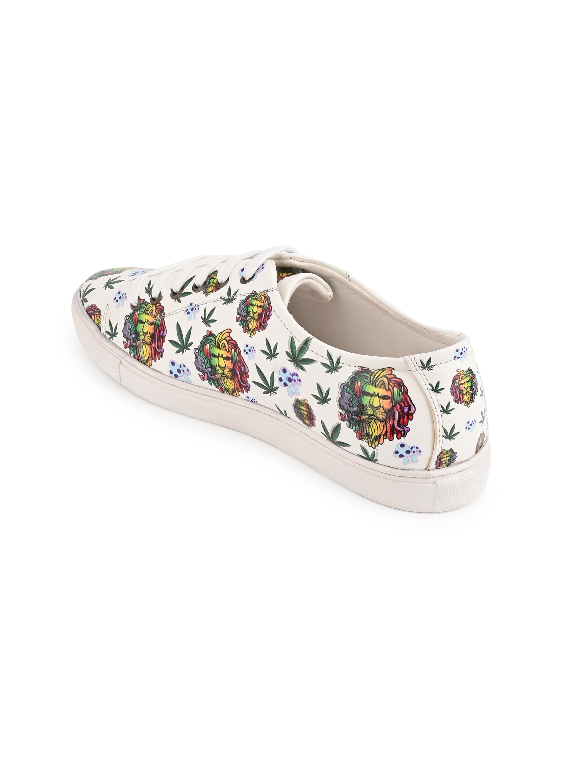 Iconic Lion Motif Vegan Leather Sneakers