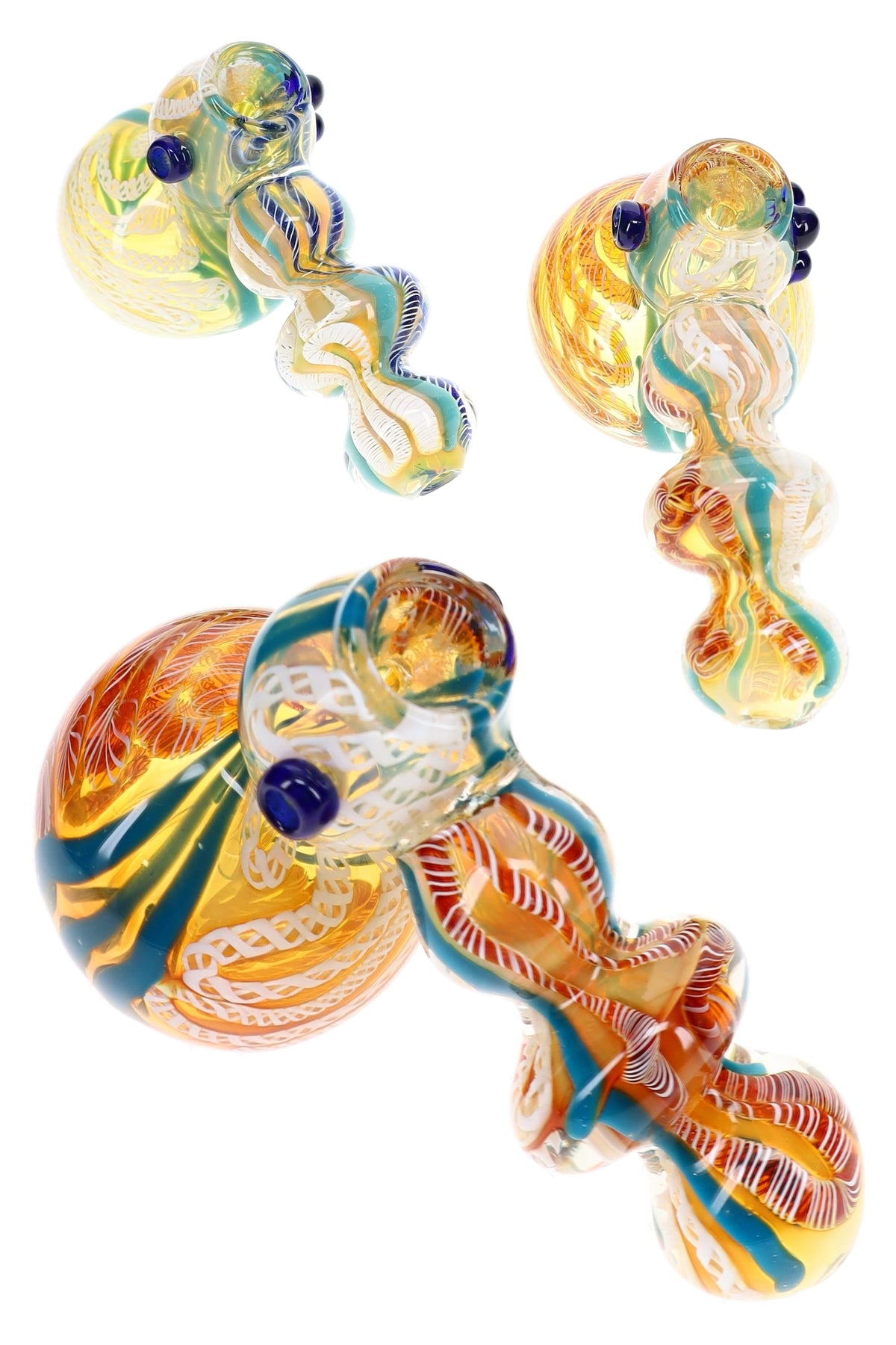 Color-Changing Striped Hammer Bubbler “Big Ripple” – 6″ – Assorted Colors