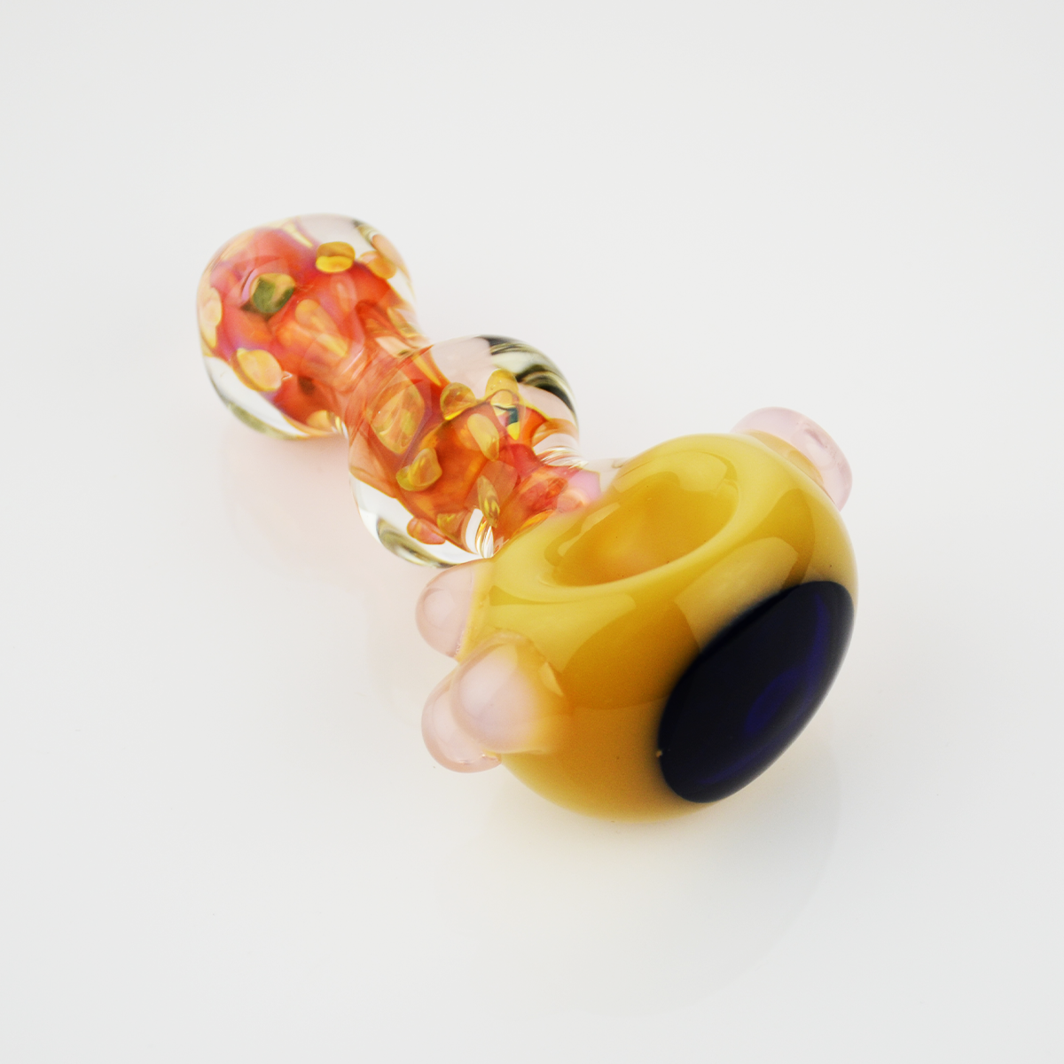 Silver Fumed Double Glass Hand Pipe with Slime Head