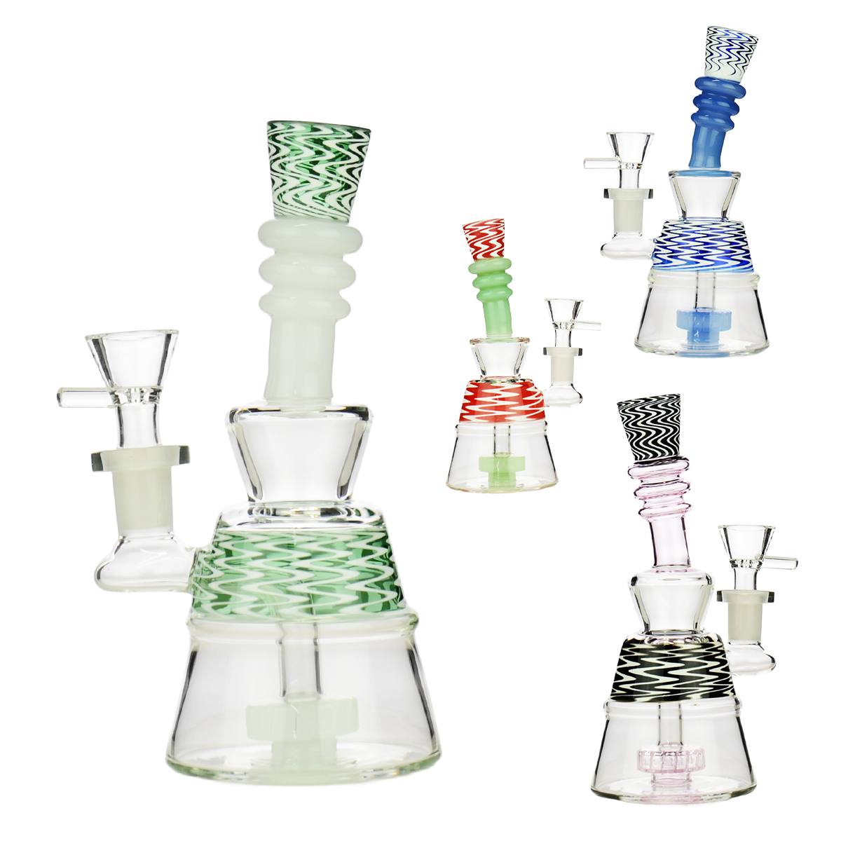 Distinctive 7-inch WigWag Water Pipe, 14mm Bowl