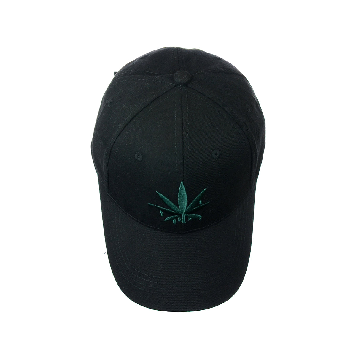 Embroidered Leaf Design Black Baseball Cap