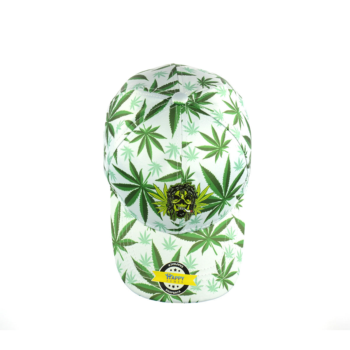 Smoking Skull and Leaf Design Snapback Hat