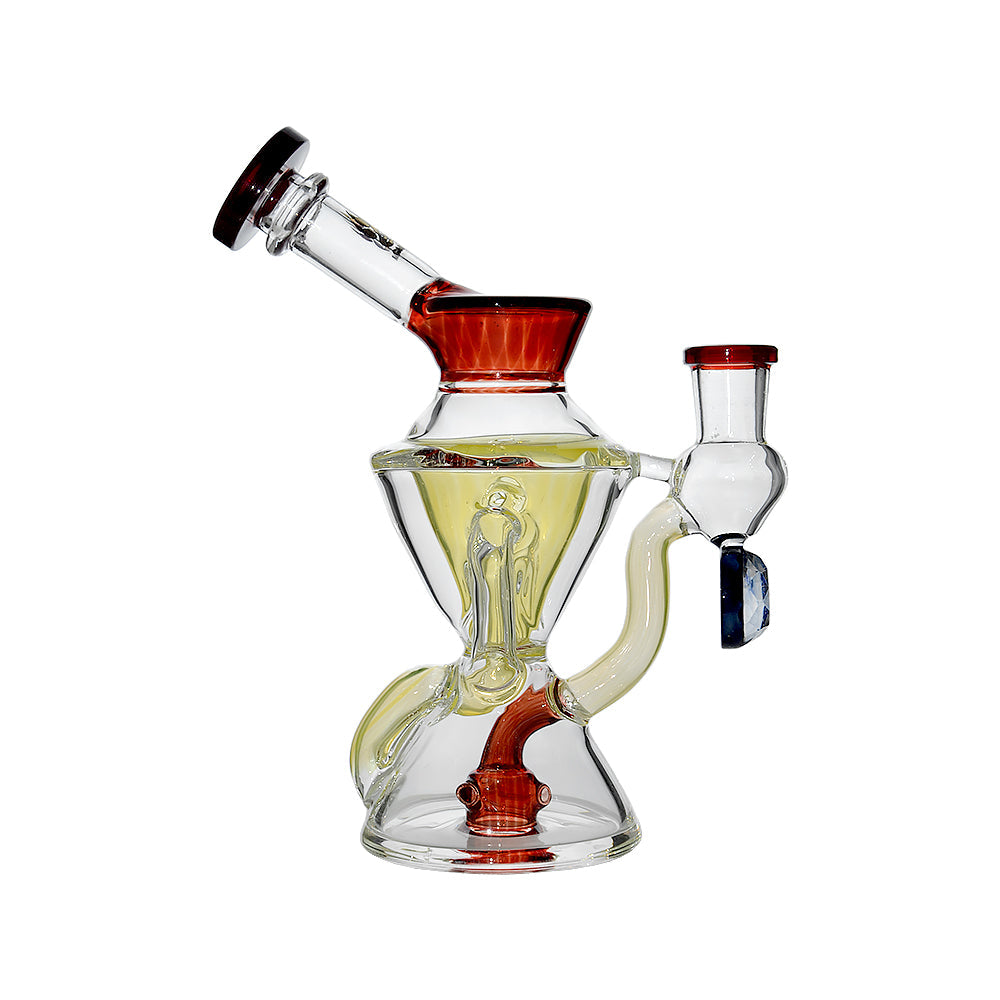 Calibear Hourglass Marble Adorned Recycler Dab Rig