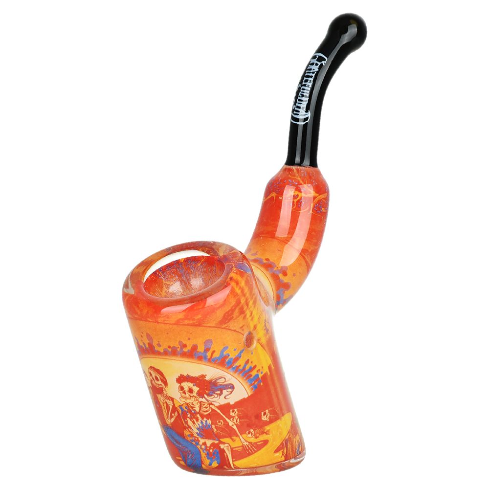 Grateful Dead Art Glass Bent Sherlock Pipe