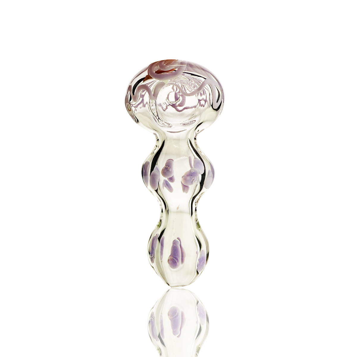 Clear Glass Hand Pipe with Slime Accent Lines