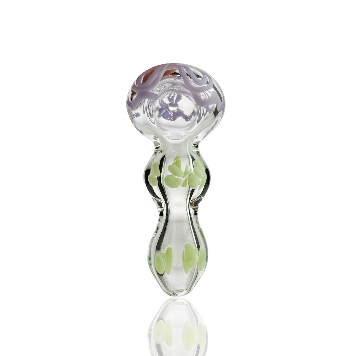 Clear Glass Hand Pipe with Slime Accent Lines