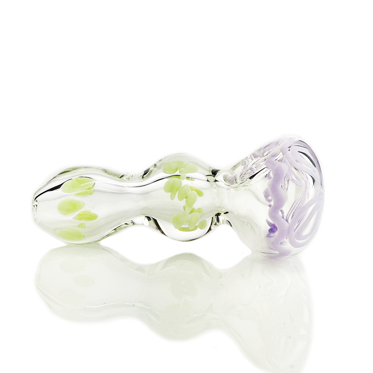 Clear Glass Hand Pipe with Slime Accent Lines