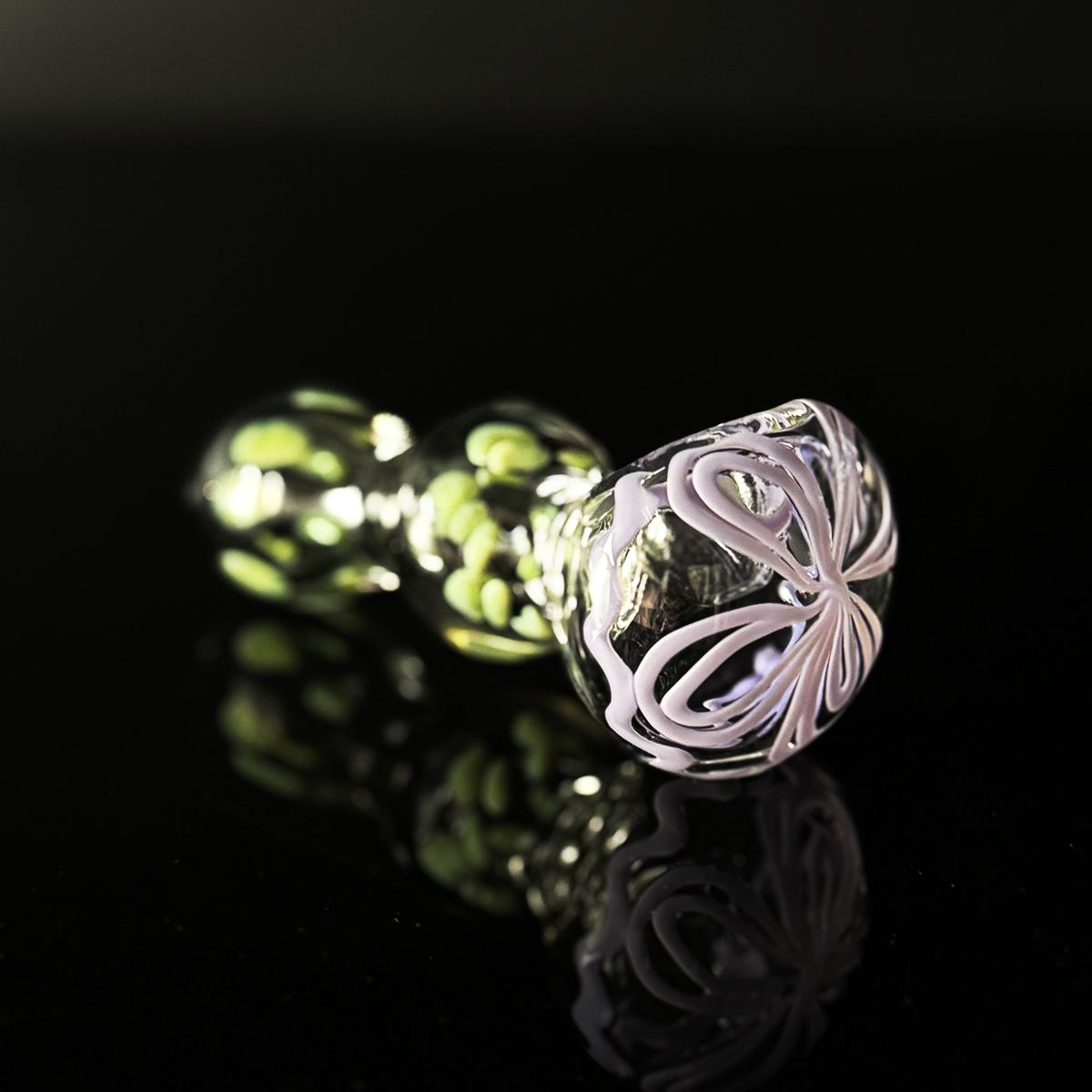 Clear Glass Hand Pipe with Slime Accent Lines