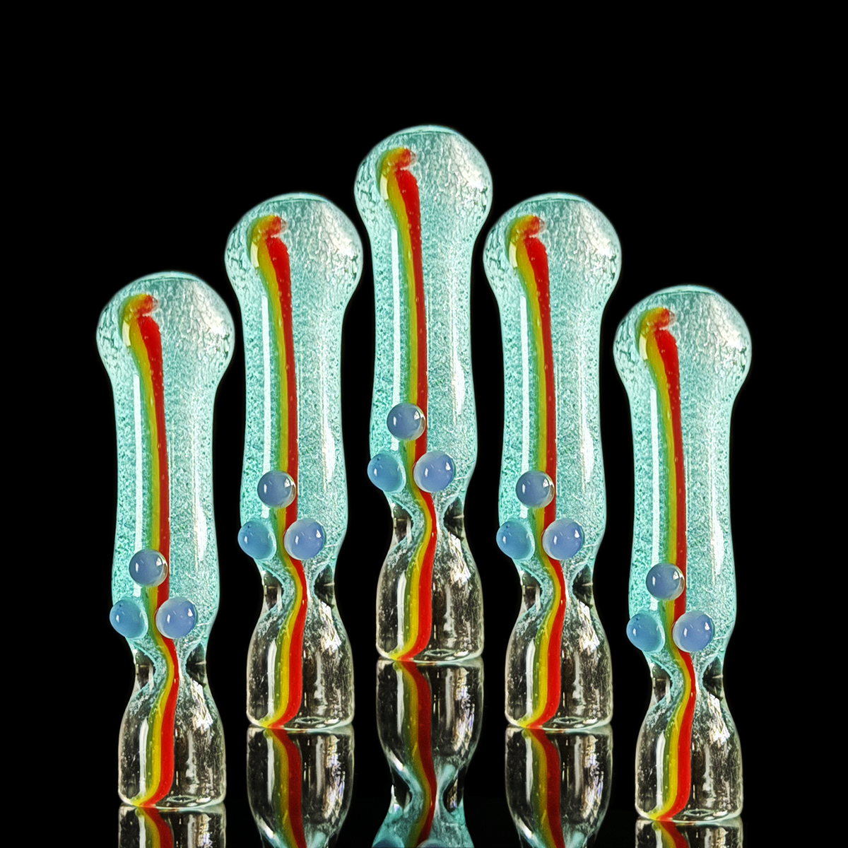 Vibrant Rasta Glow Chillum Pipe - 4 Inch
