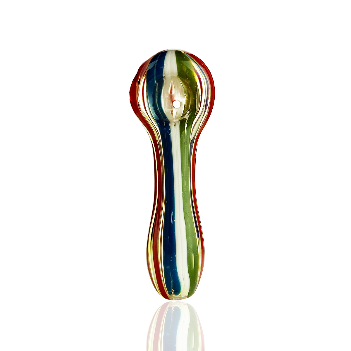 Vibrant Rasta Stripe Glass Hand Pipe