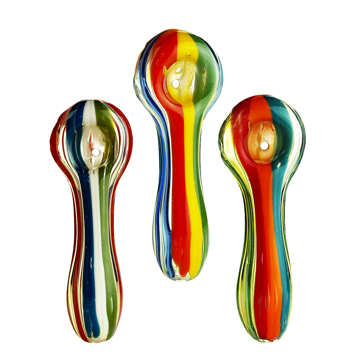 Vibrant Rasta Stripe Glass Hand Pipe