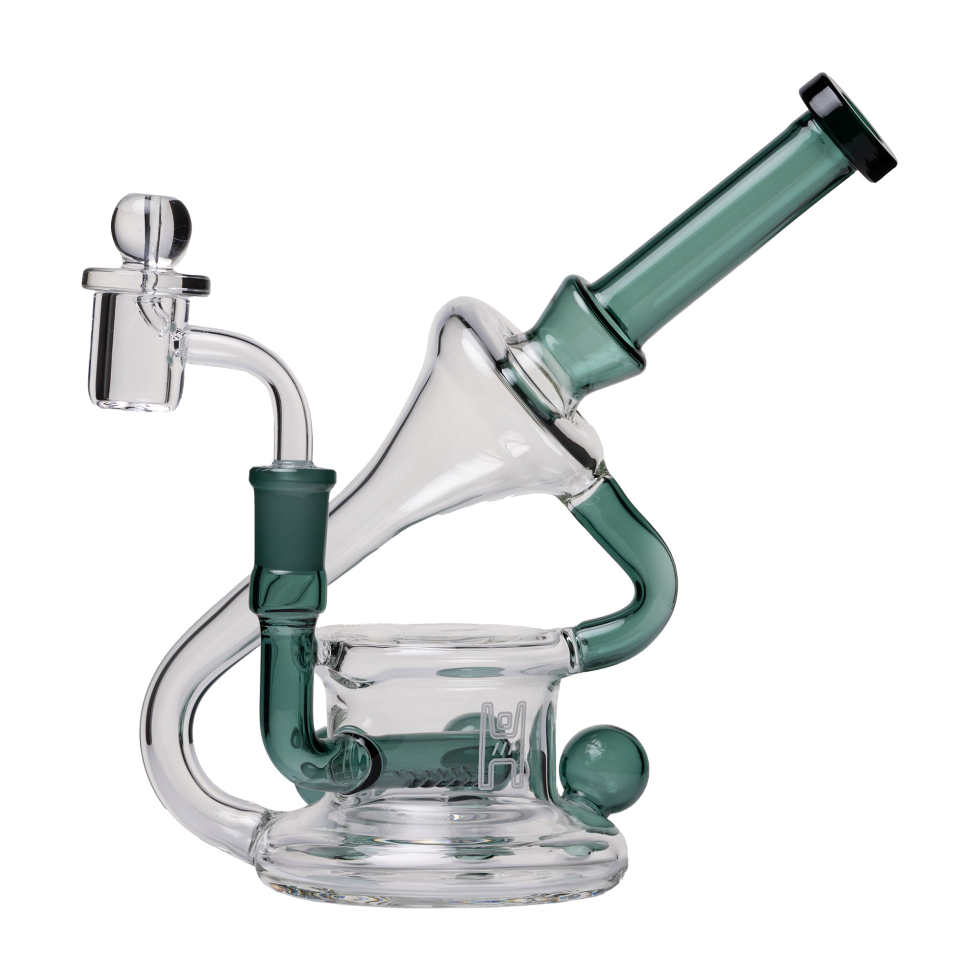 7.5" Borosilicate Recycler Dab Rig with Triple Marbles