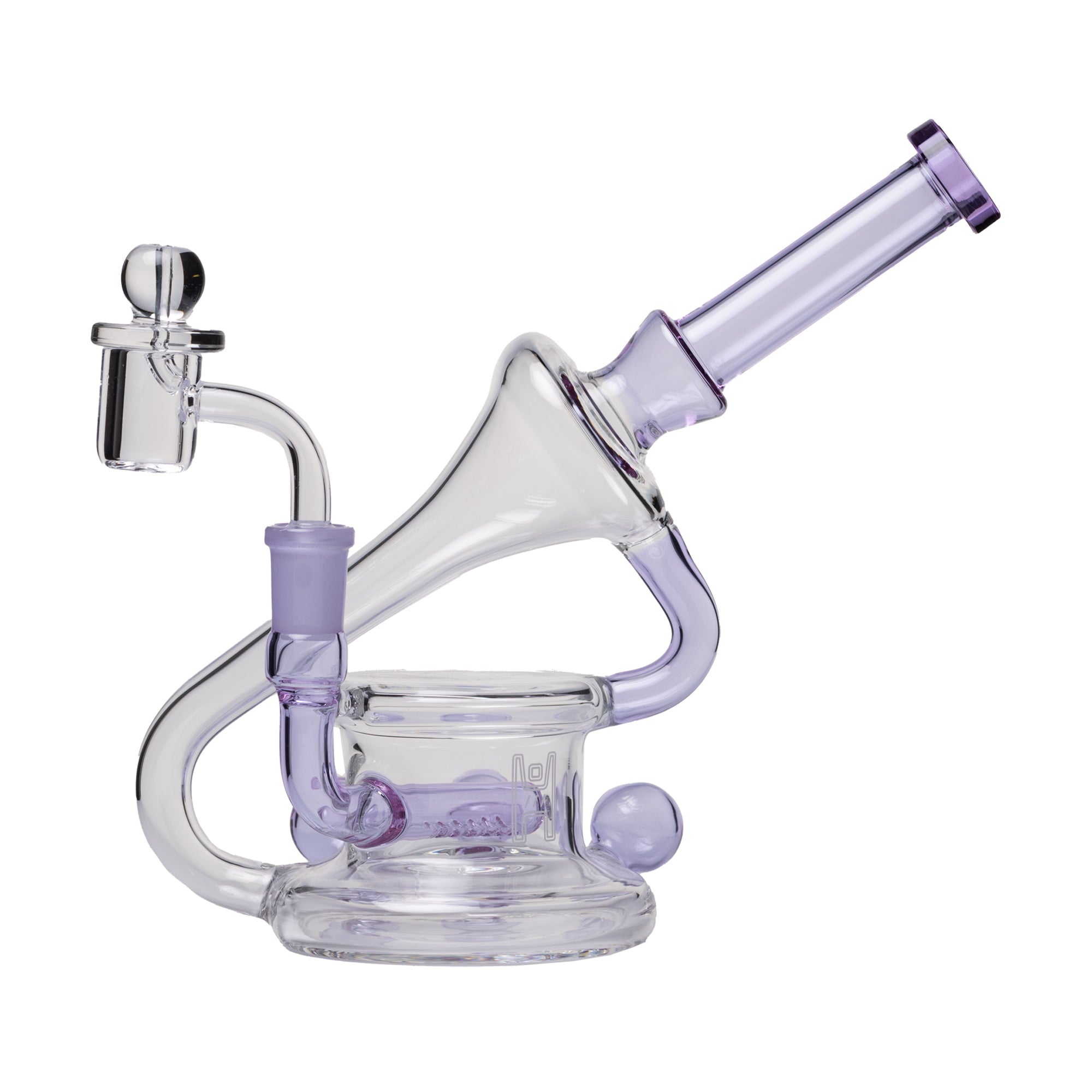 7.5" Borosilicate Recycler Dab Rig with Triple Marbles