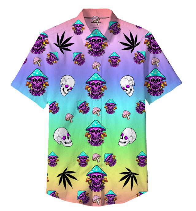 Botanical Skull & Mushroom Print Shirt